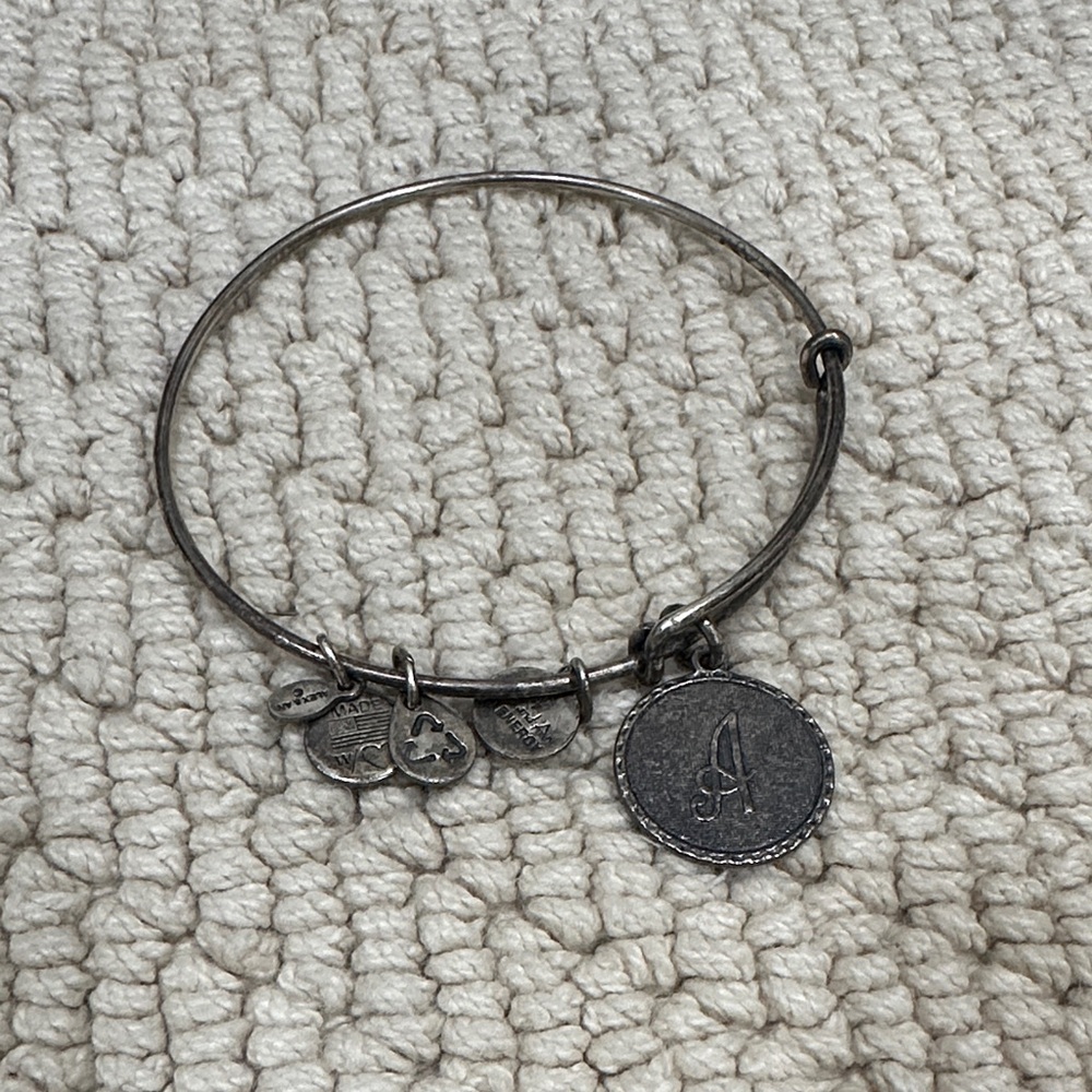 ❤️ 5/$25 Alex and Ani Chic Silver Charm Bracelet with A Initial